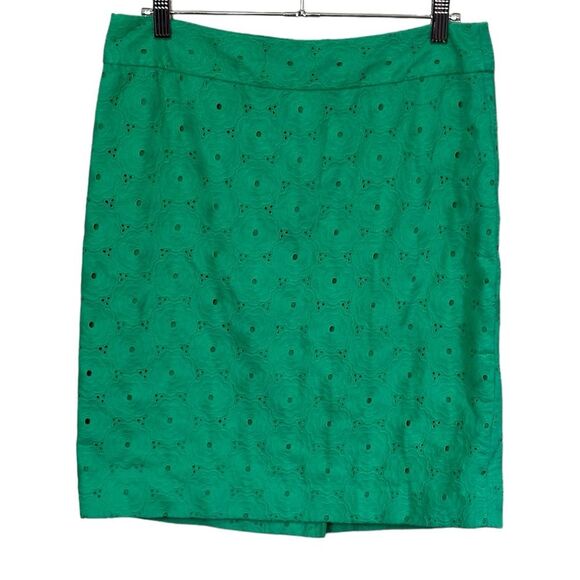 Talbots petites size 6P Kelly green eyelet lace pencil skirt - Picture 1 of 9
